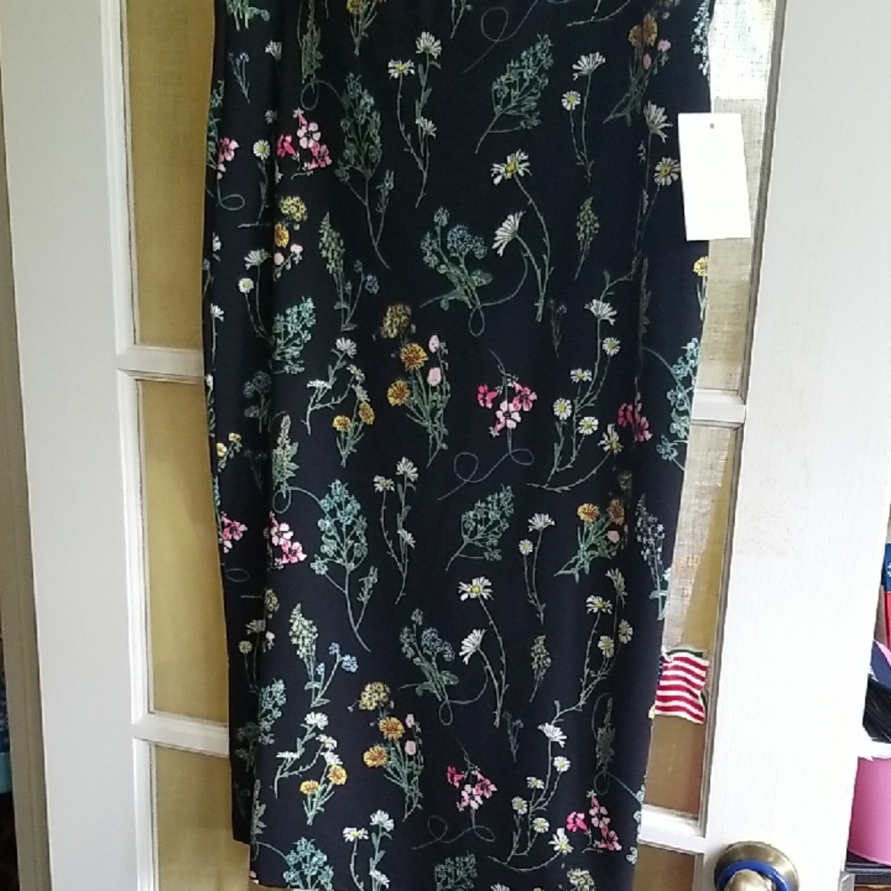 Sanctuary Black Floral Midi Skirt